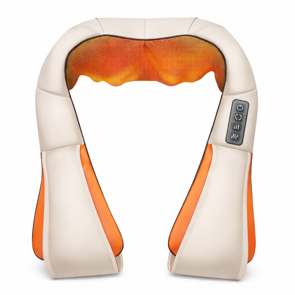 Châle de massage pétrissage + chaleur – Nuque, épaules & haut du dos.