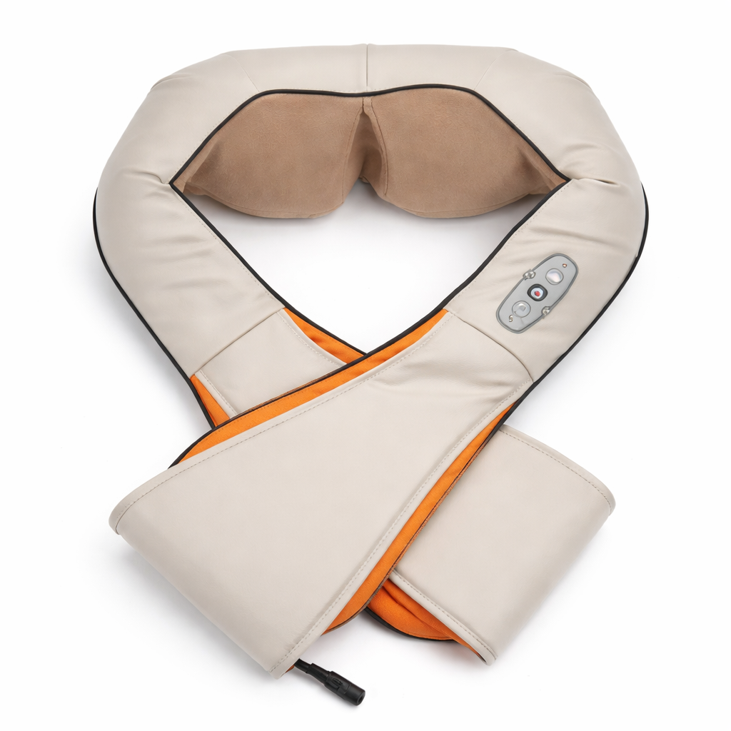 Châle de massage pétrissage + chaleur – Nuque, épaules & haut du dos.