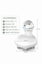 Appareil de massage sans fil pour cuir chevelu