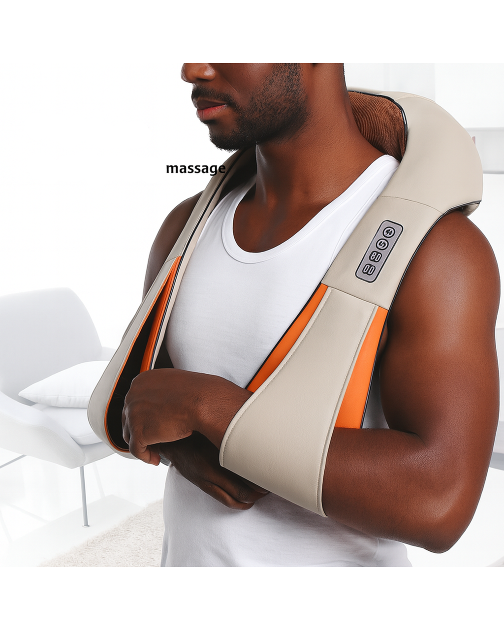 Châle de massage pétrissage + chaleur – Nuque, épaules & haut du dos.